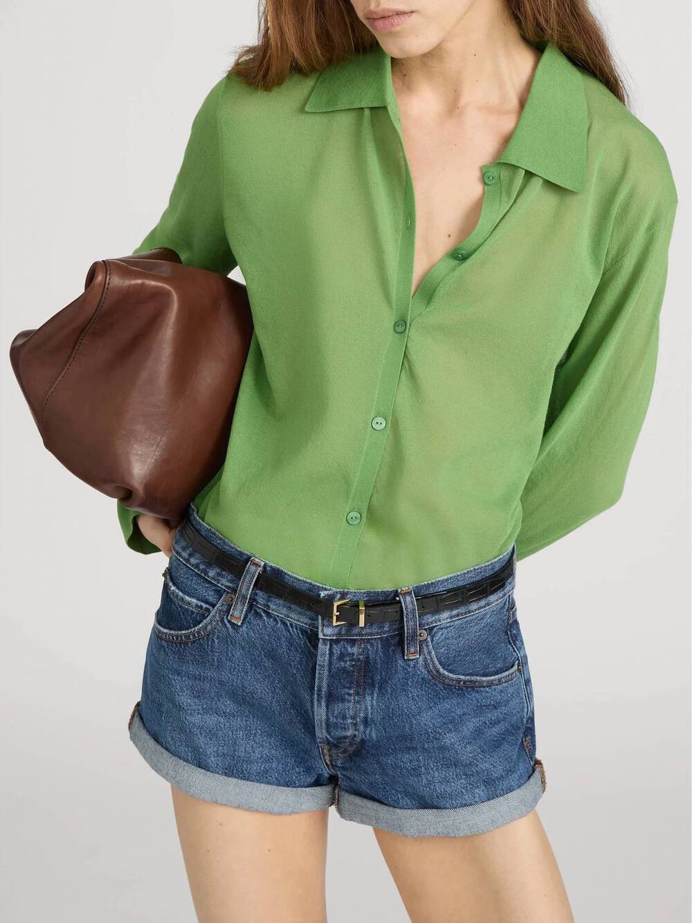 NEW FRAME collared cardigan in peridot